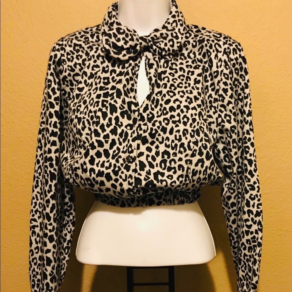 🛑SOLD🛑SOLD🛑 Pussy Bow Crop Top Bomber Blouse 12